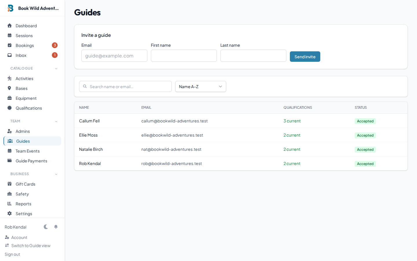 BookWild guide management — built for how freelance guides actually work